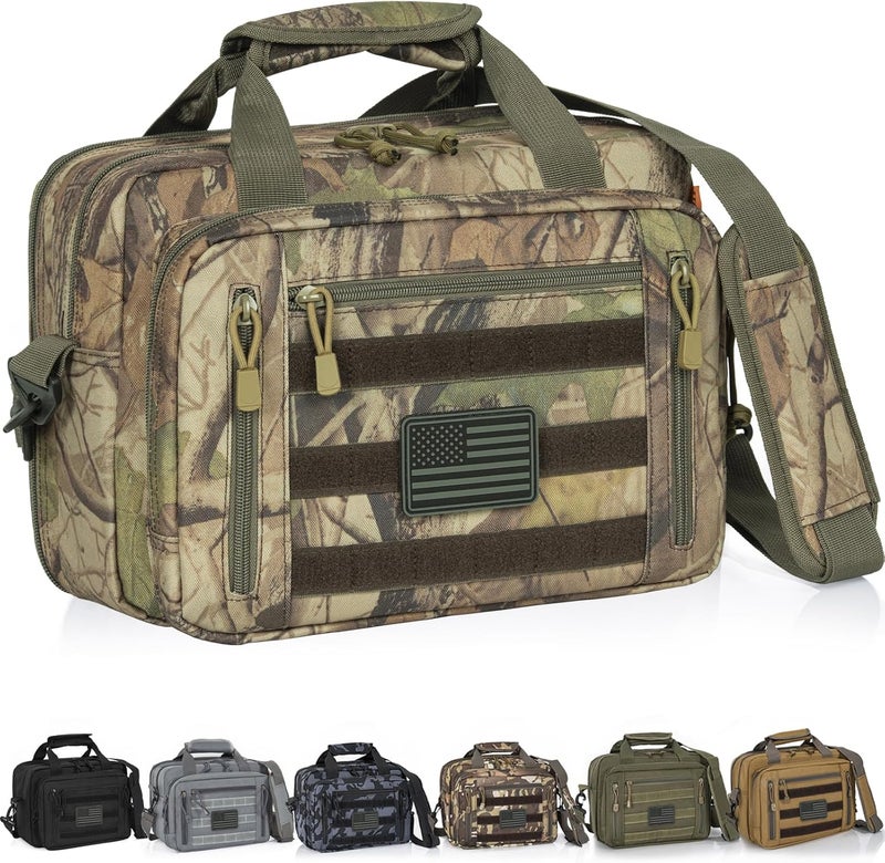 ITHWIU Pistol Case, Gun Range Bags For 2 Pistols 6 Magazines Carrying Shooting Bag with Lockable Zipper for Shooting Range Outdoor Hunting - Image 1
